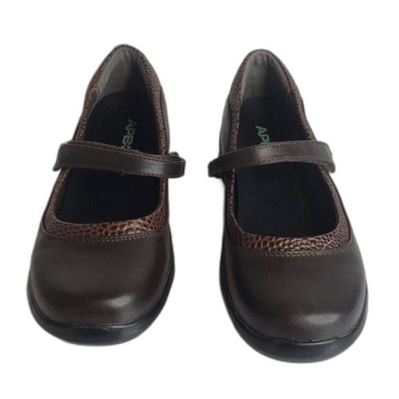 Apex Julia Brown Leather Snake Print Mary Jane Shoes Womens Size 8.5 XW - Picture 3 of 10